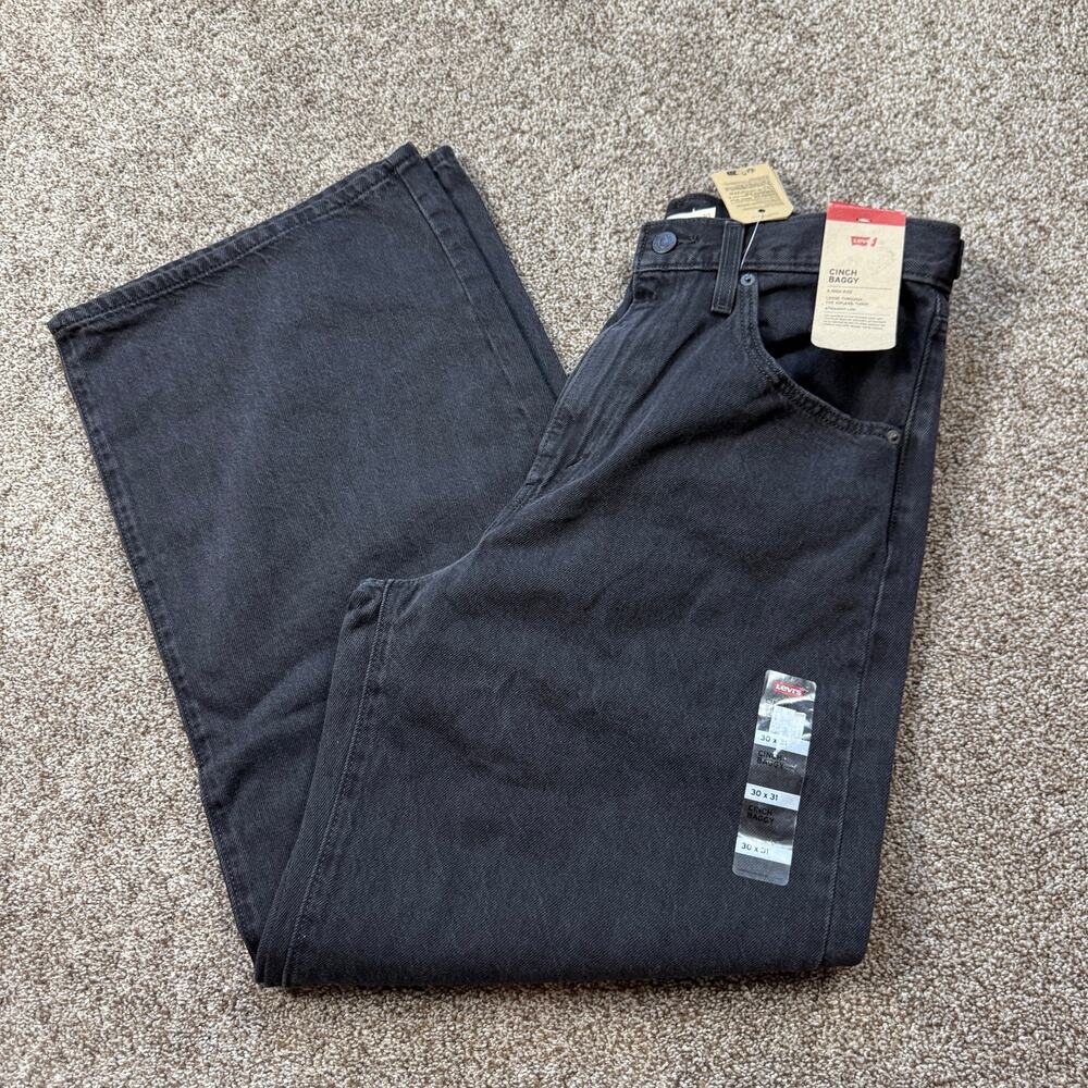 Levi's Cinch Baggy Jeans Grunge Black NWT Size 30x31 Wide Leg Loose Slub - Picture 3 of 12